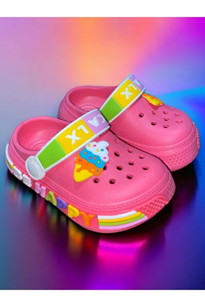 Calx Детски сандали с нехлъзгащи се фигурки със сладолед в розов цвят