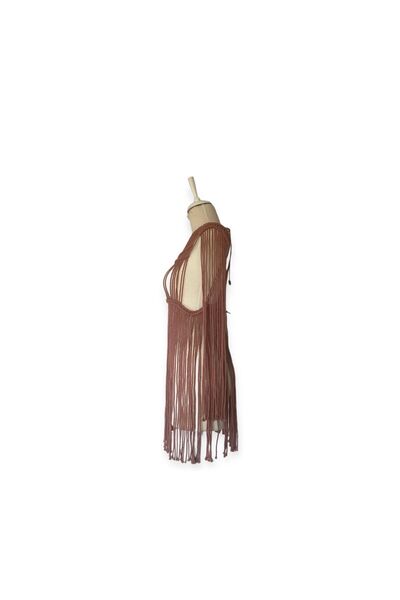 Hayal Makrome Ecru Macrame Women's Beach and Festival Dress