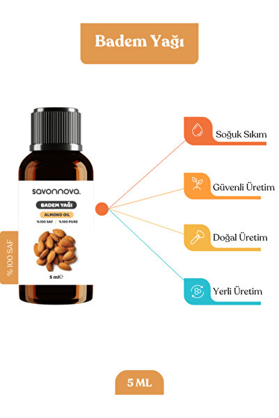 Savonnova Doğal Tatlı Badem Yağı % 100 Saf 5 Ml