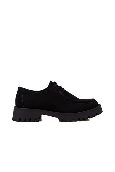 Trend Adımlar Pantofi Oxford de damă Elegans din piele intoarsa neagra