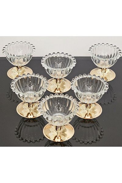 atabey home 10 CM Diameter 6-Piece Beaded Bowl Butterfly Ice Cream and Sugar Bowl Snack Bowl