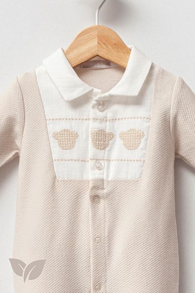Cassiope Three Teddy Booties Jumpsuit 2 Months - 3 Months - 6 Months Baby Boy-Beige - 3 MONTHS