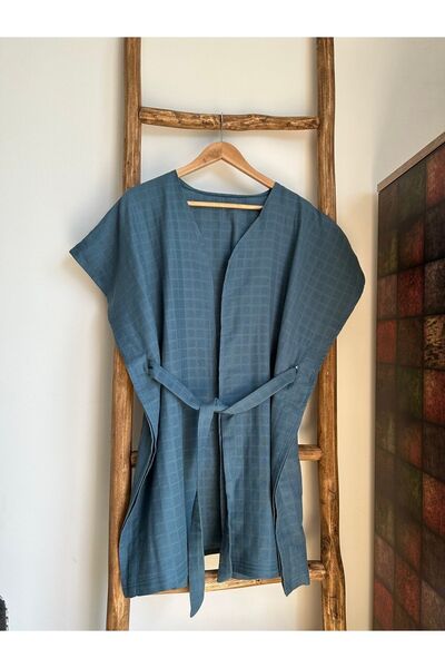 Stelo de Maro Lina %100 Pamuk Müslin Bornoz/plaj Elbisesi Petrol Yeşili (STAN...