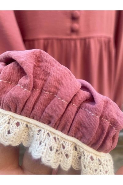 SAYUKER SHOP Pink Ayrobin Fabric Yoke detail, Non-See-Through, Lightweight Summer Women's Modest Dress