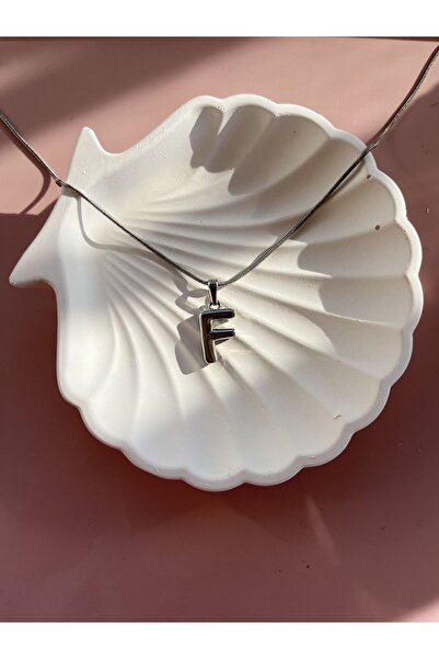 Claritas Takı Kadın Gümüş Kaplama Bombeli F Harfli Kolye, Bubble F Harf Kolye