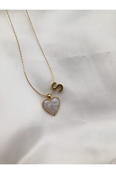Claritas Takı Kadın Altın Kaplama Sedef Kalpli S Harfli Kolye