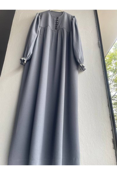 SAYUKER SHOP Ayrobin Fabric - Anthracite Gray Robe Non-Showing Summer Hijab Dress