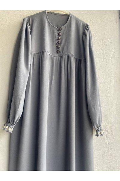 SAYUKER SHOP Ayrobin Fabric - Anthracite Gray Robe Non-Showing Summer Hijab Dress