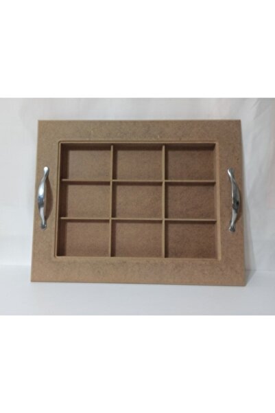 Hobi Dünya Ahşap Mdf Bölmeli Camlı Tepsi 47×37cm Boyamadan Kullanmayınız.