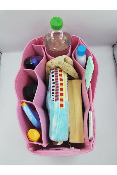 Marjinal Light Pink Beach Bag - Organizer Inside