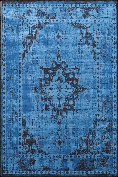 Rugs Modern Halı سجادة قاعدة منسوجة منقوشة باللون الأزرق وسجادة قابلة للغسل a...