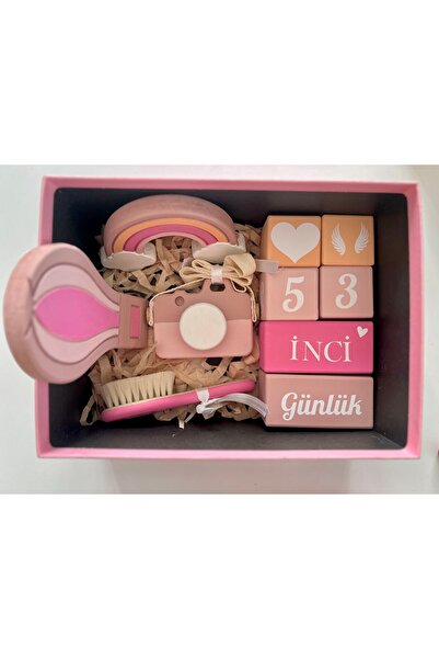 mogokids Yabangülü pembe bebek hediyelik seti objeli