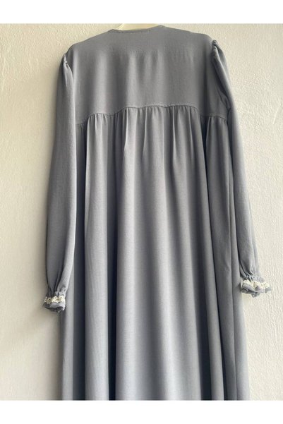 SAYUKER SHOP Ayrobin Fabric - Anthracite Gray Robe Non-Showing Summer Hijab Dress