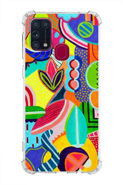 PrintiFy Samsung Galaxy M31 Compatible Retro Color 6 Printed Transparent Anti...