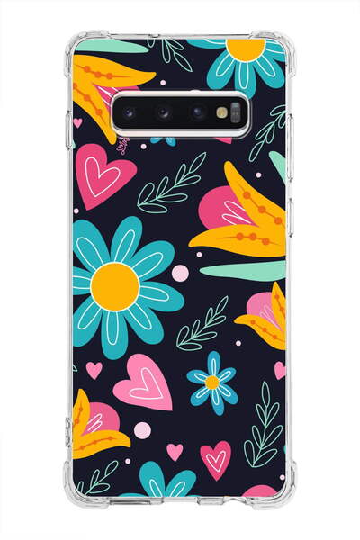 PrintiFy حافظة مضادة للصدمات متوافقة مع هاتف سامسونج جالاكسي S10 بلس مع زاوية شفافة مطبوعة بلون ريترو 1