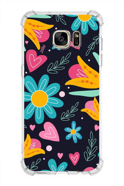 PrintiFy حافظة مضادة للصدمات متوافقة مع هاتف Samsung Galaxy S7 Edge مع لون ريترو 1 مطبوع وواقي زاوية شفاف