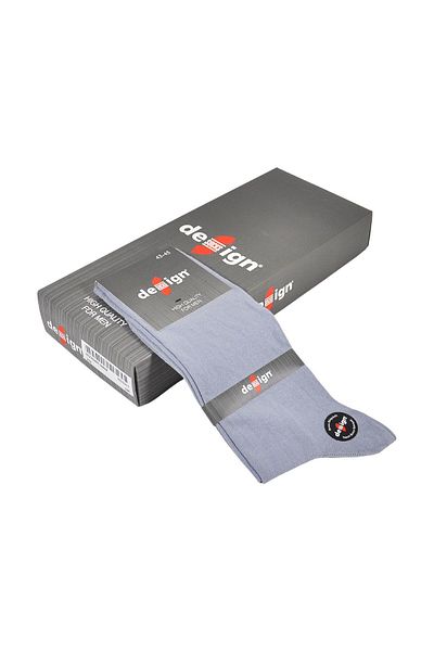 Design Socks Мъжки сиви обикновени чорапи от пениран памук (6 чифта) в специална кутия - Чорапи с шарки