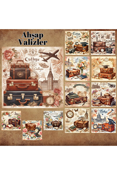 Pink Swan Craft Vintage drveni koferi - 12 komada seta naljepnica za albume, ...