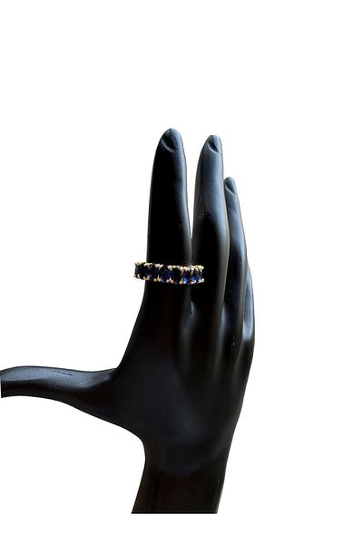 neslyaccessories خاتم تامتور ذو قطع بيضاوي من الحجر الأزرق الداكن