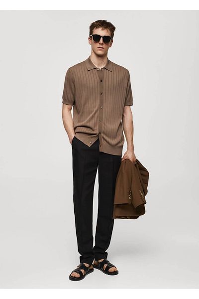 MANGO Man Geknöpftes Strick-Poloshirt