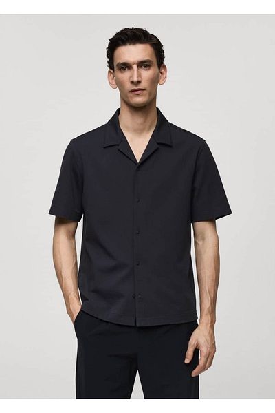 MANGO Man Košile s bowlingovým límcem Regular Fit