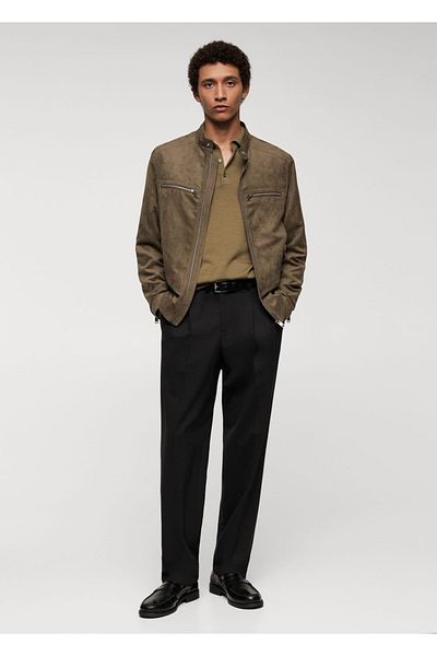 MANGO Man Παλτό με φερμουάρ σε Suede look