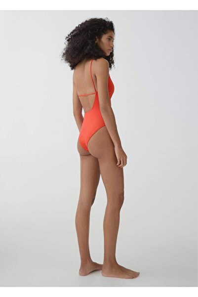 MANGO Woman Asymmetric Cut Slit Swimsuit