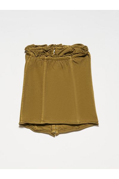 Dilvin 20662 Washed Corset Top-Khaki