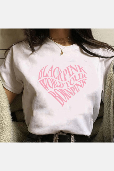 POPULUS Μπλουζάκι με μαύρο τριαντάφυλλο καρδιά