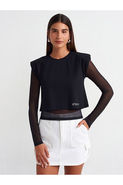 Dilvin 30396 Top căptușit din tul-negru