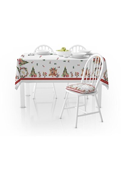 Else Halı Else Yılbaşı Ağaçları Şehir Desenli Dekoratif Leke Tutmaz Masa Örtü...
