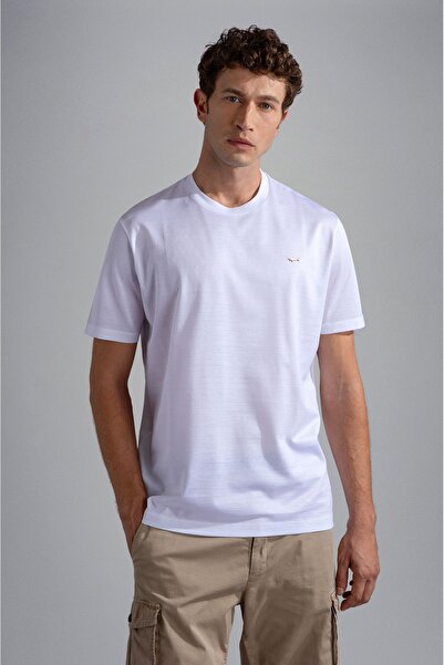 PAUL&SHARK Men's Brand Logo Cotton Regular Fit Casual White T-Shirt24411021-010