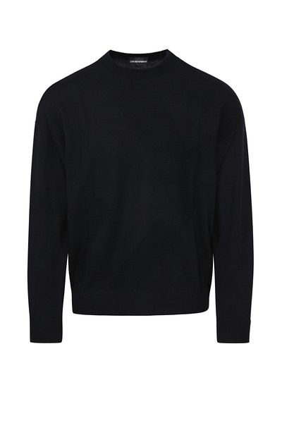 Emporio Armani Мъжки пуловер с дълъг ръкав и бродирано лого, черен цвят 6R1MX4 1MFVZ-F012