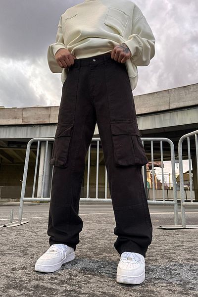 No362 Black Striped Cargo Pants 2161
