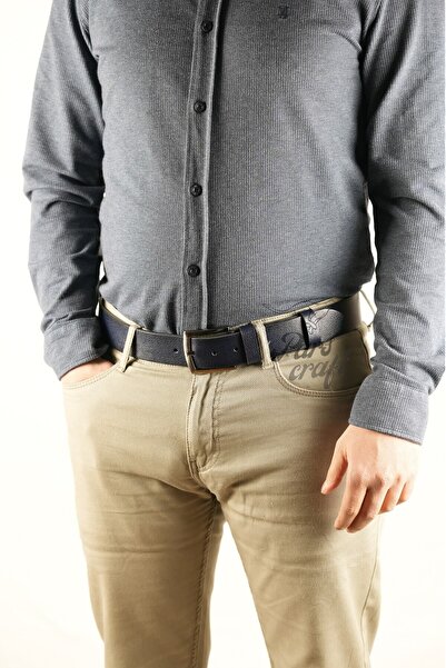 Parscraft Чоловічий ремінь з натуральної шкіри буйвола 4 см Синій джинсовий ремінь для спортивних штанів