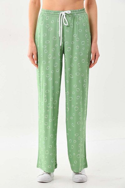 Sistas Women's Patterned Waist-Tied Comfortable Form Trousers 23498 Çağla