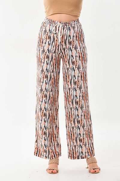 Sistas Women's Patterned Waist-Tied Comfortable Form Trousers 23396 Black