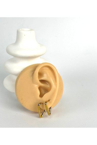 MAZEN Triangle Model Surgical Steel Earrings Gold Color Antiallergic Non-Tarnish Earrings