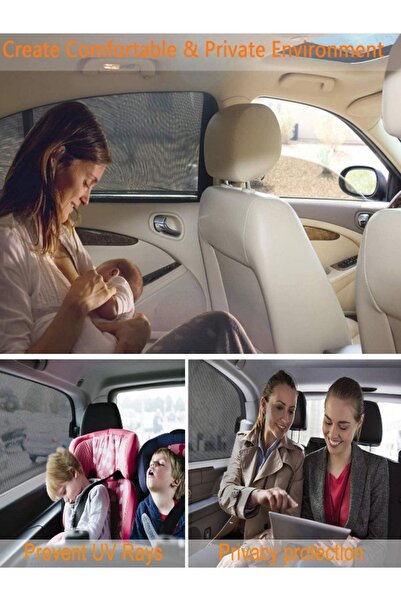 Ankaflex Araç Yan Cam Güneşlik Anne Bebek Emzirme Araba Kapı Camı Perdesi Çoc...