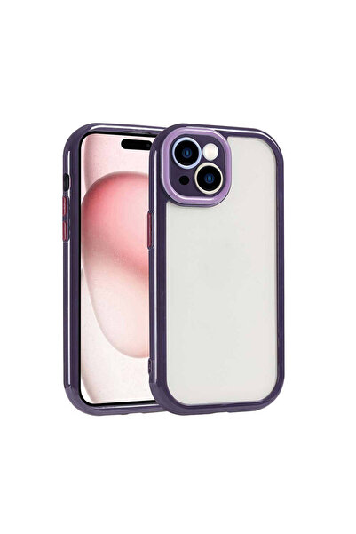 Nezih Case İphone 14 Kılıf Kamera Koruması ve Kenarları renkli Arkası Mat Sil...