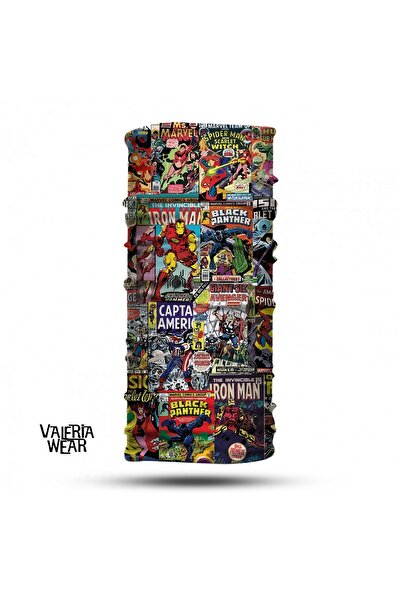 Vwear طوق الرقبة Buff Baf Bandana - نمط فليم مخطط، رباط شعر