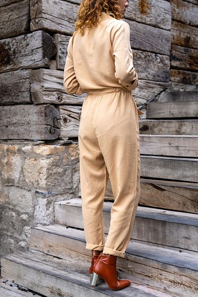 Güneşkızı Dámská karamelová Airobin Pocket Belted Safari kombinéza Bst3164