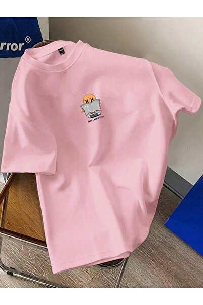 West Way تي شيرت WESTWAY للجنسين كبير الحجم - طباعة رموز تعبيرية لقراءة الكتب