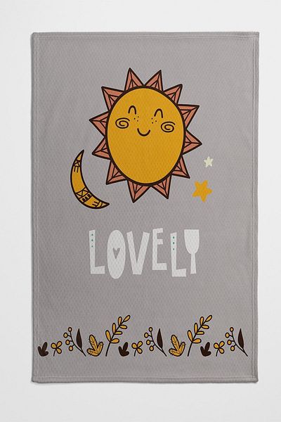Else Halı Yellow Gray Sun Scandinavian Patterned Bedspread