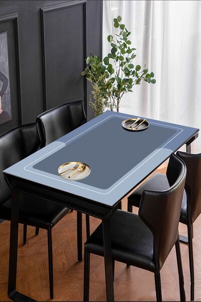 Else Halı Else Mavi Kalın Masa Örtüsü Koruyucusu Matı Yıkanabilir Kaymaz Taban