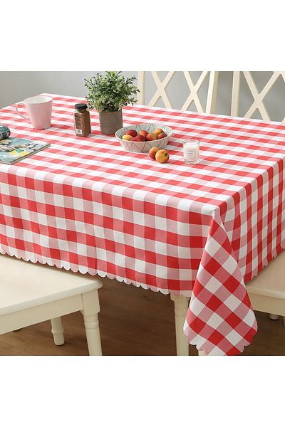 Else Dekor Else Red Piti Square Checkerboard Față de masă fără griji, anti-pete, cu model