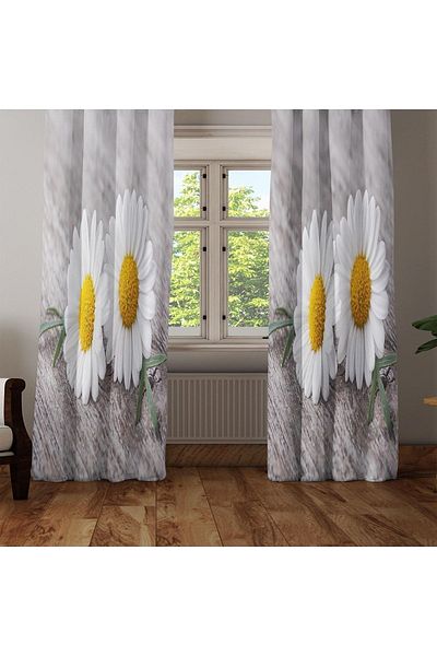 Else Dekor Daisies Floral 3D Decorative Modern Backdrop Curtain