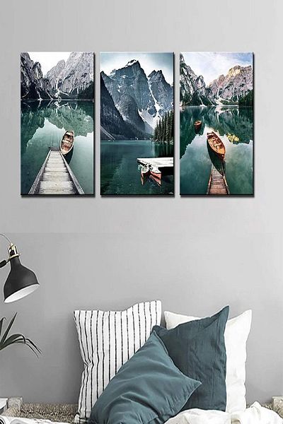 Else Dekor Else Nature Landscape Patterned Frame Look Υφασμάτινη επιφάνεια 3 τεμαχίων Σετ ζωγραφικής