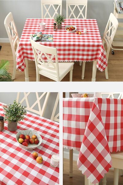 Else Dekor Else Червона квадратна скатертина з візерунком шахової дошки, що не залишає плям