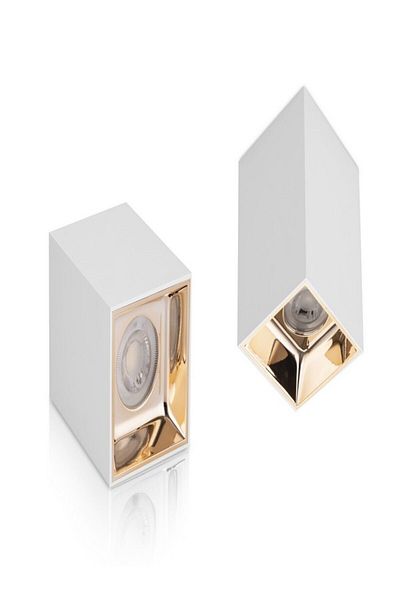 ULTRAS PERA 3000k Led Spot Surface Mounted Cube - White and Gold Detailed